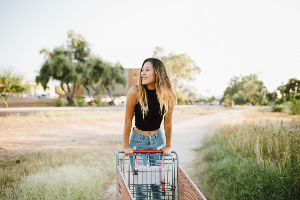 Demi Bang doing a lifestyle shoot with photographer Bree Cota in Phoenix, Arizona.