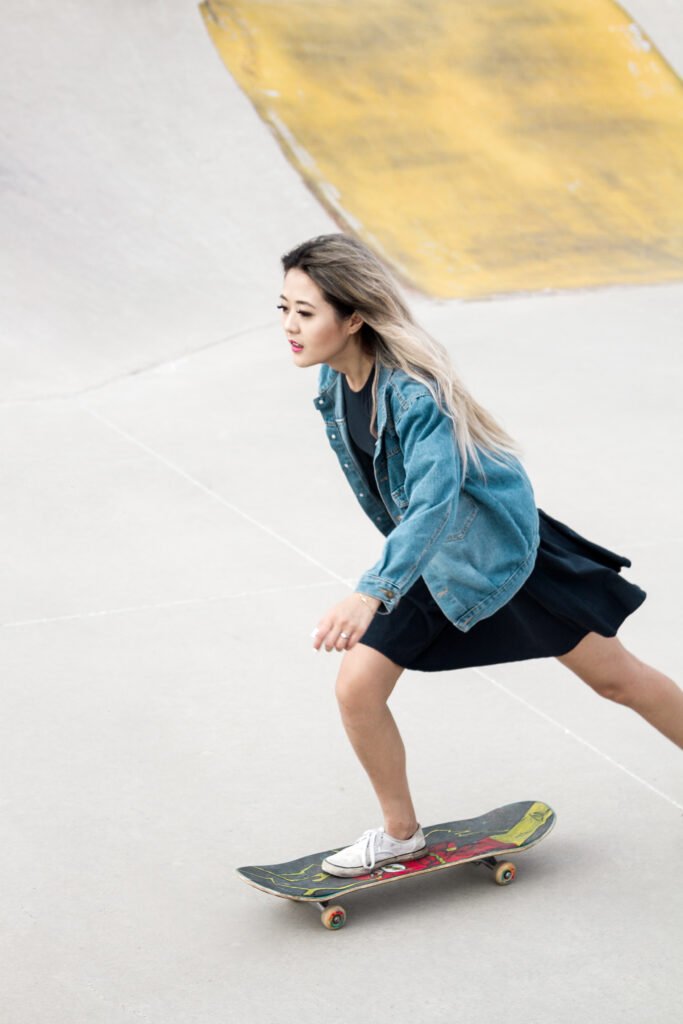 Arizona lifestyle blogger, Demi Bang, does a skateboarding photoshoot. Sk8er Girl.