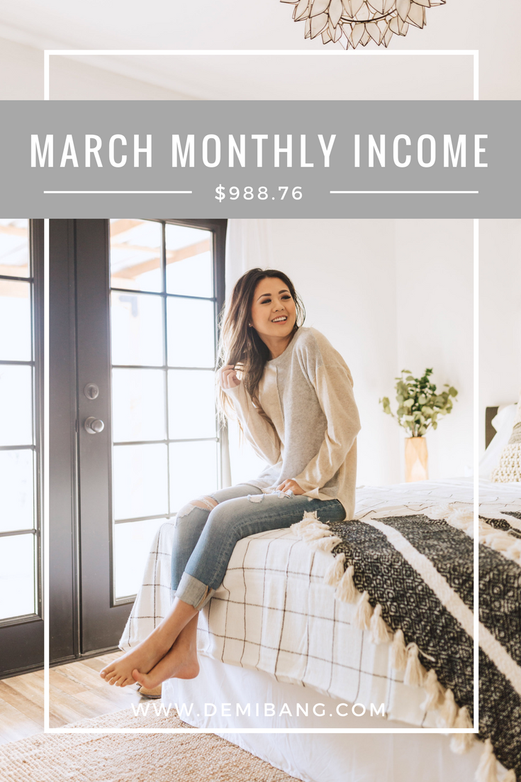 March 2018 Monthly Blog Income and Expenses - Demi Bang
