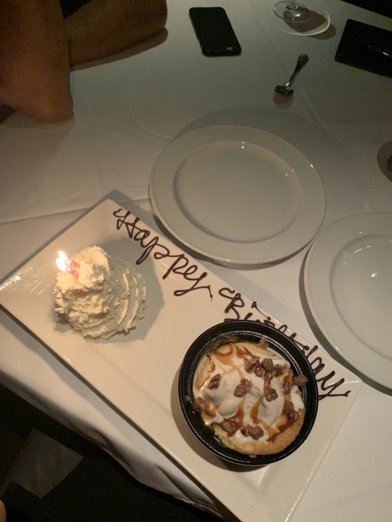 Birthday dessert at Steak44 in Phoenix, Arizona for Demi Bang's birthday.