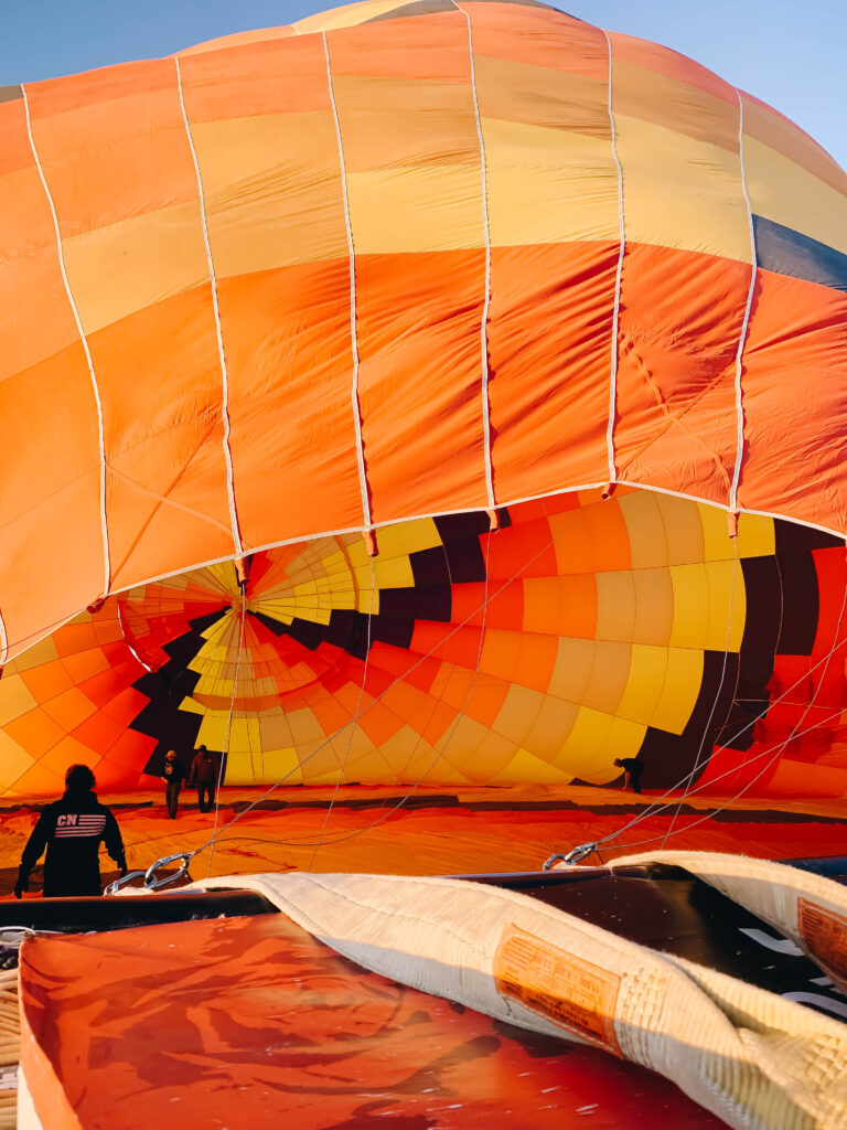 Inside of a hot air balloon. 
