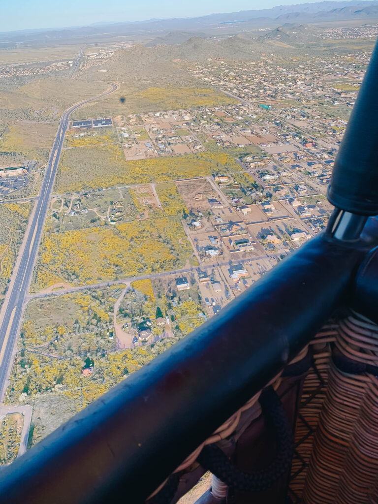 Views of Phoenix, Arizona from a hot air balloon. 