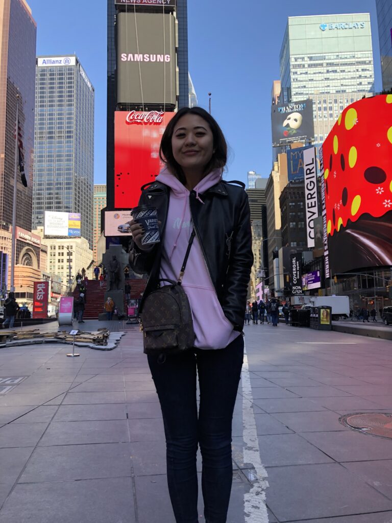 Demi Bang in Times Square, New York City on March 2019.