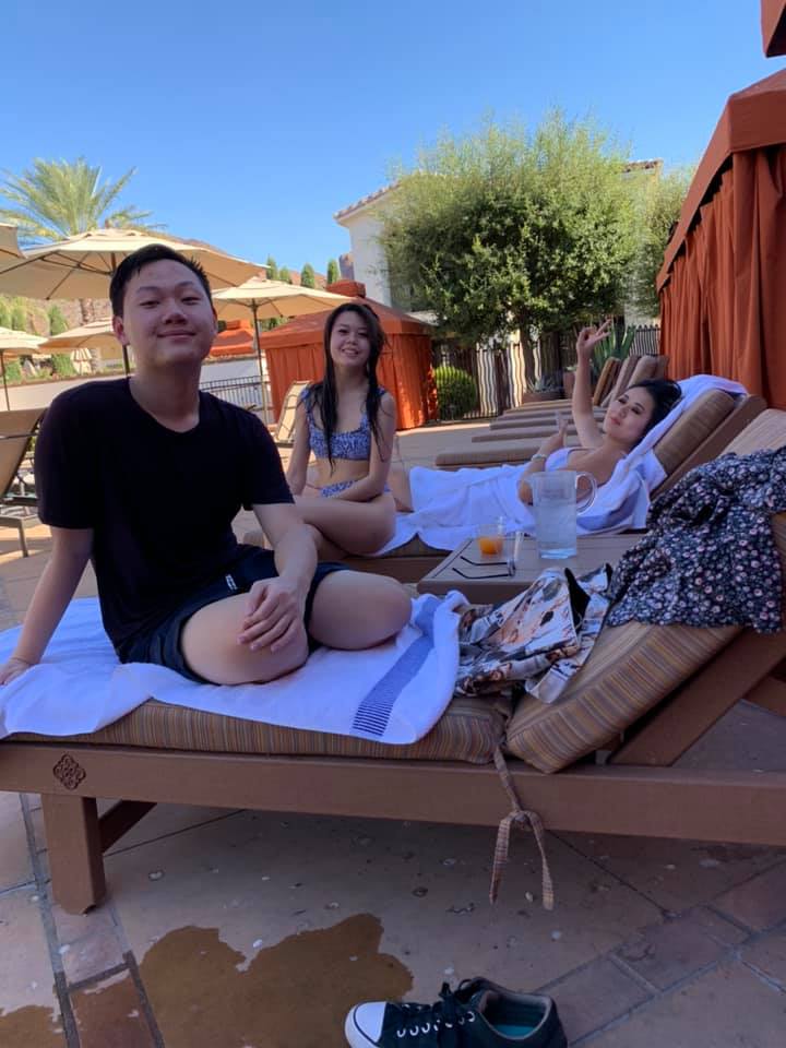 Demi Bang and her family at the Omni Resorts pool in Paradise Valley, Arizona.
