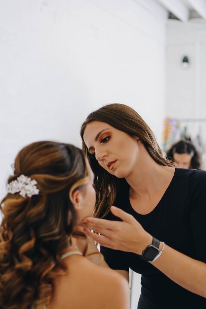 Slay w Sinkway, makeup artist, doing makeup for a bridal shoot.