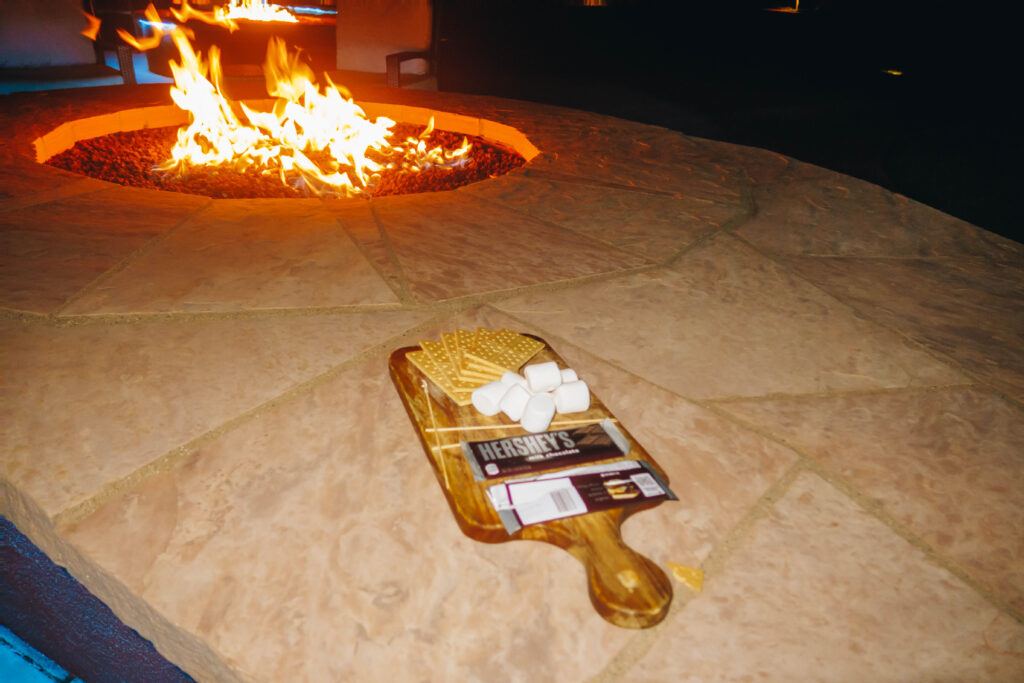 Fire pit s'mores experience at Sedona Rouge, a hotel in Sedona, Arizona.