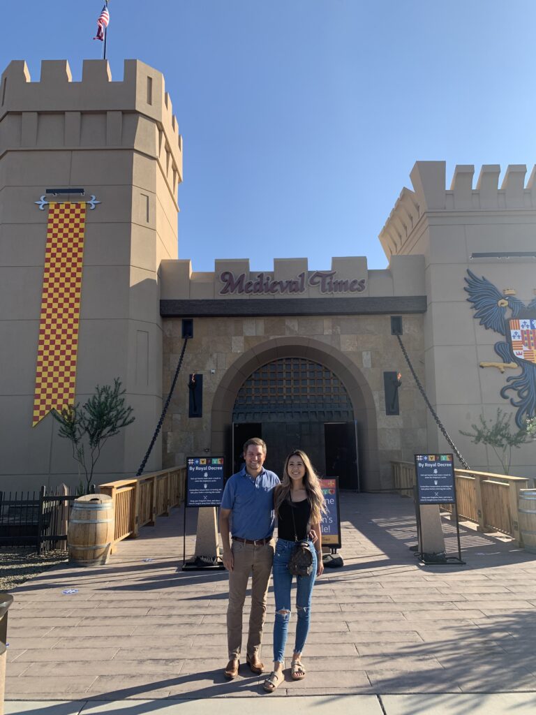 Demi Bang and Tyler Randol at Medieval Times in Scottsdale, Arizona.