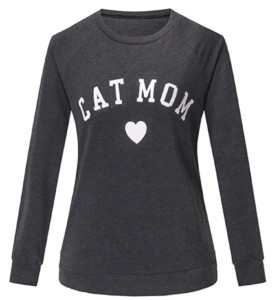 2020 holiday gift ideas for cat owners, a cat mom sweatshirt.