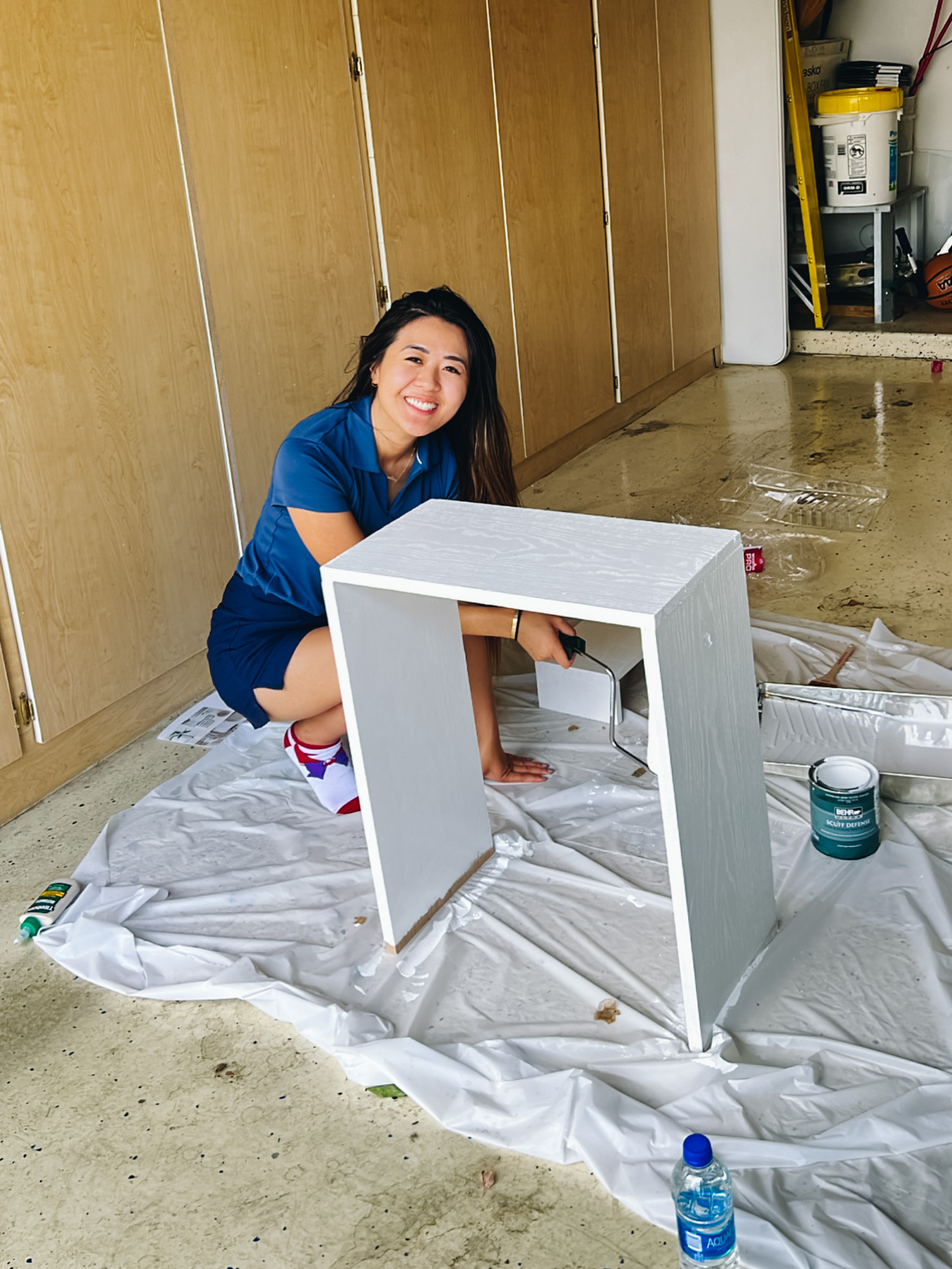 Painting a DIY nightstand