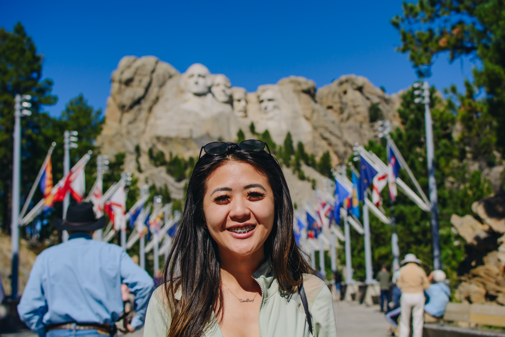 Influencer Demi Bang visits Mount Rushmore.
