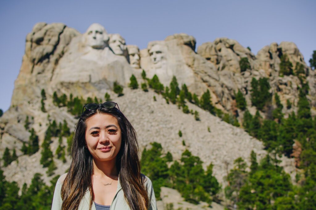 Influencer Demi Bang visits Mount Rushmore.