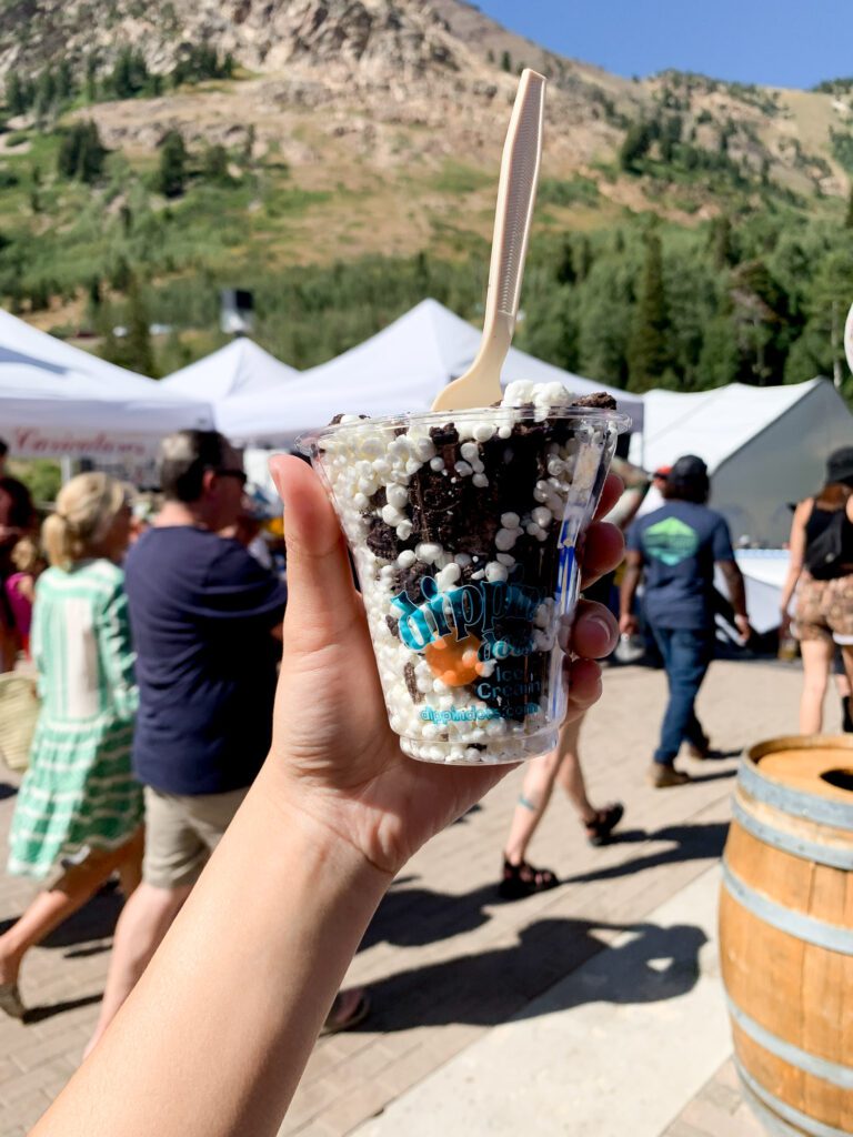 Arizona Blogger Demi Bang visiting Octoberfest in Park City and getting Dippin' Dots.