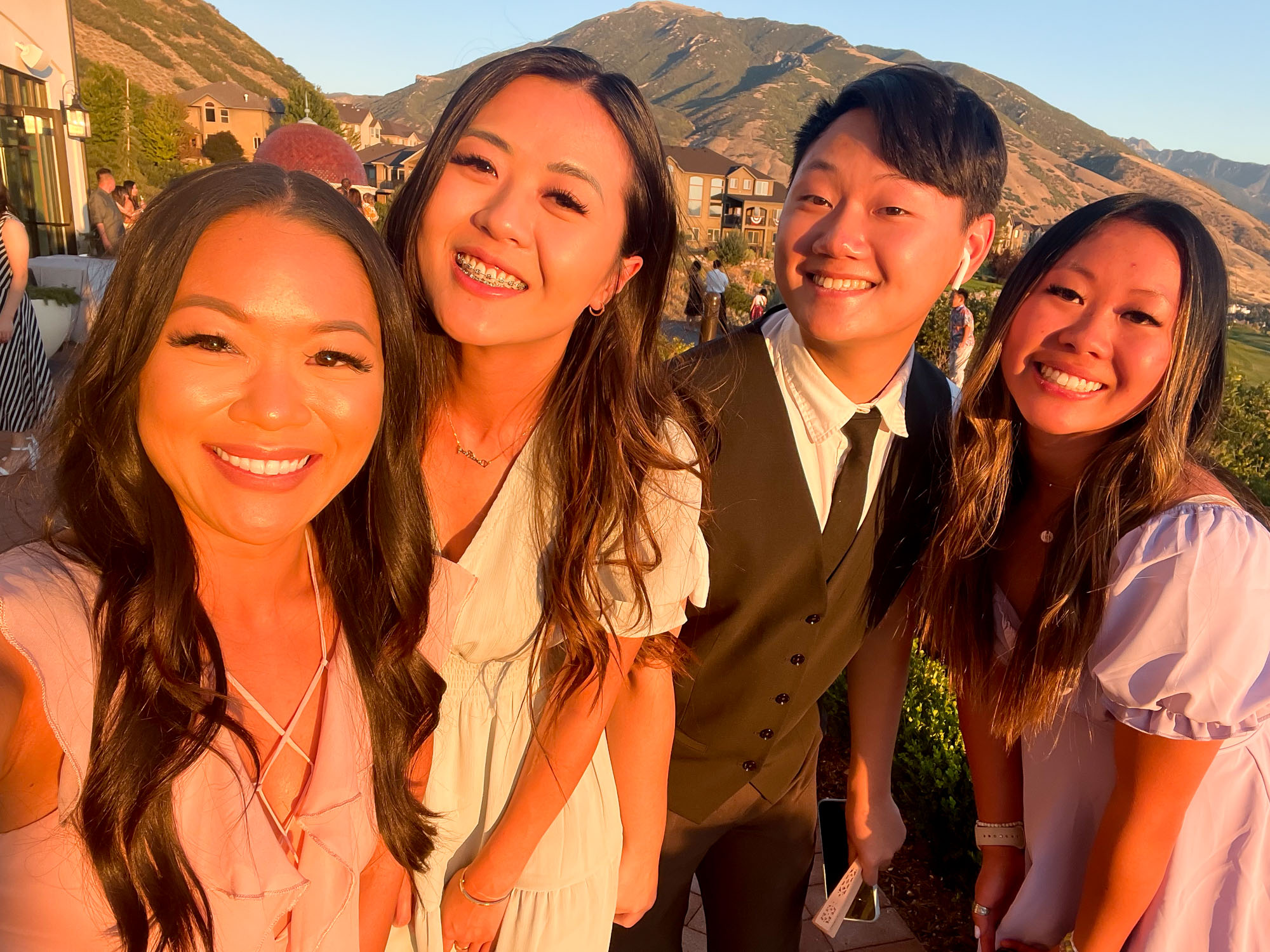 Arizona Blogger and Influencer Demi Bang and her cousins at a wedding in Utah.