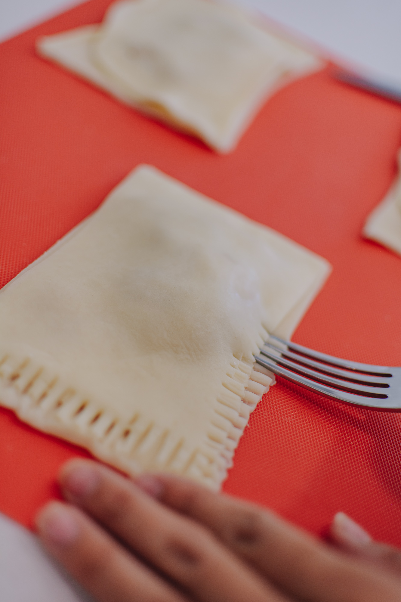 Arizona blogger Demi Bang uses a fork to make the ridges on the toaster pastries.