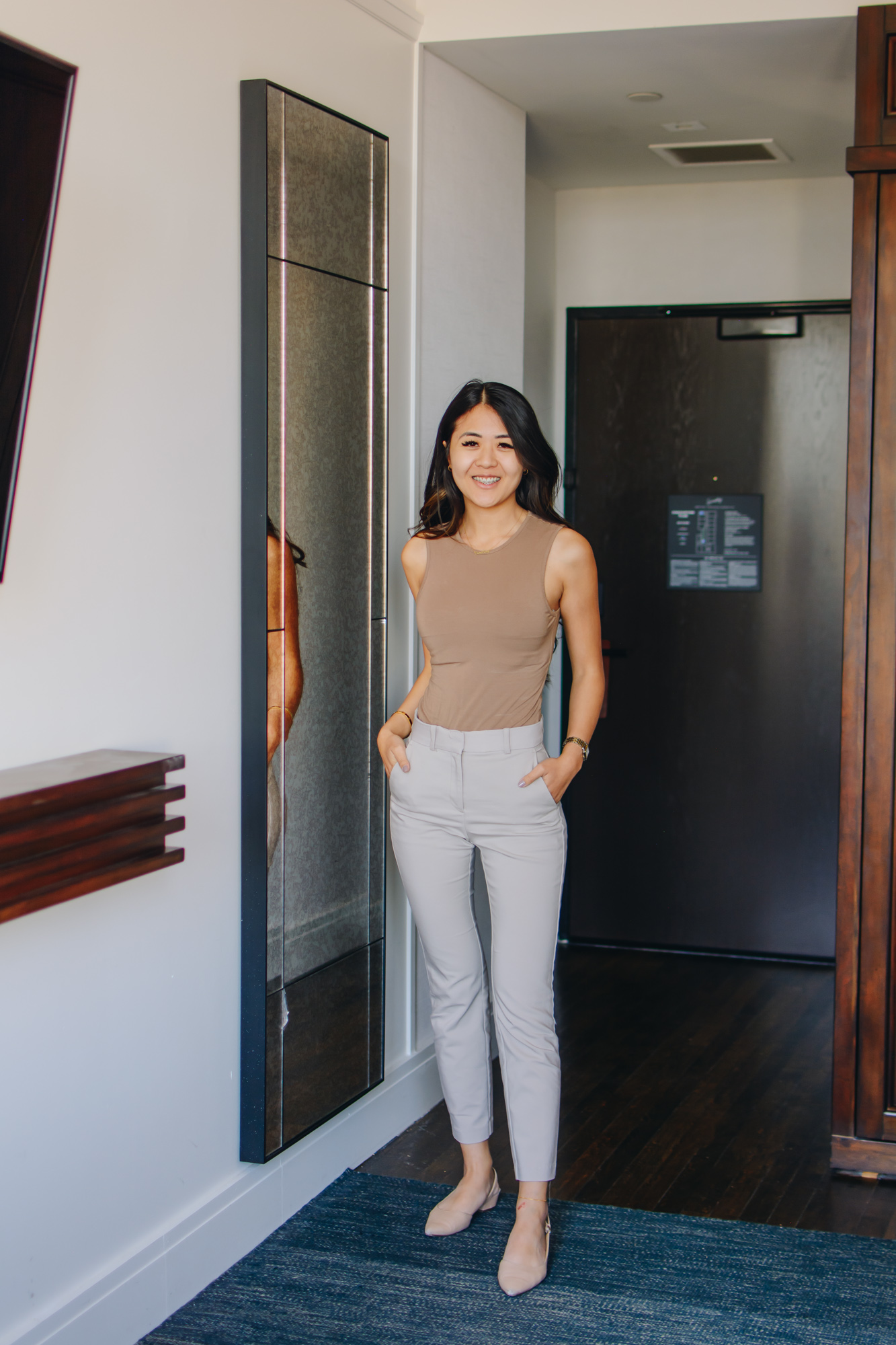 Lifestyle blogger Demi Bang shares what she wore to a marketing conference for account service.