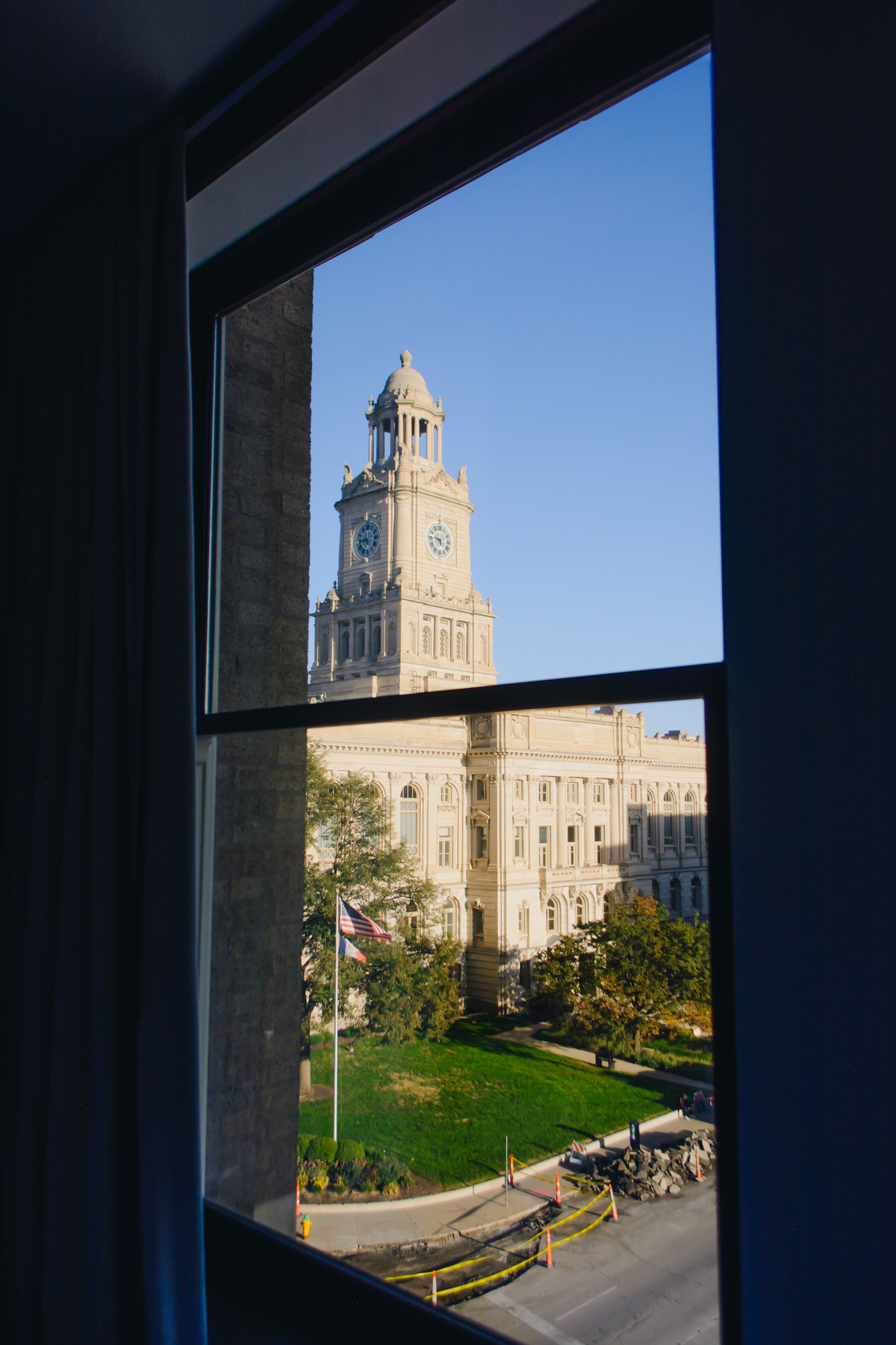 A view of the Polk County Historic Courthouse from Surety Hotel in downtown Des Moines.