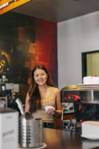 Demi Bang being a barista.