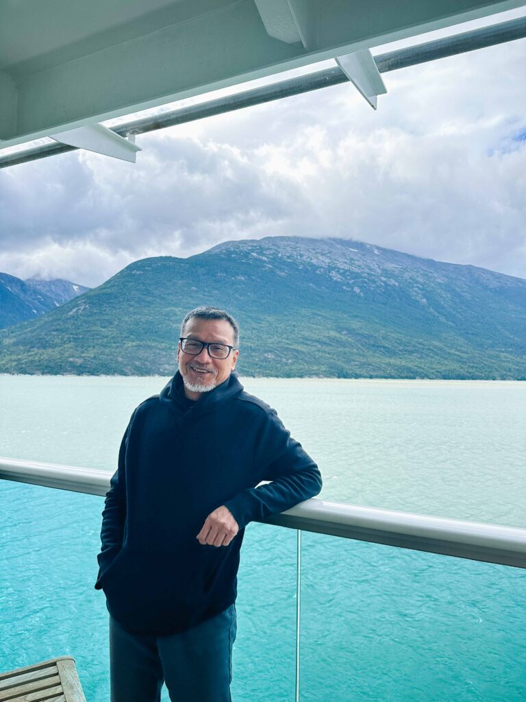 Dad at the Vista Suite on the Princess Discovery cruise to Alaska.